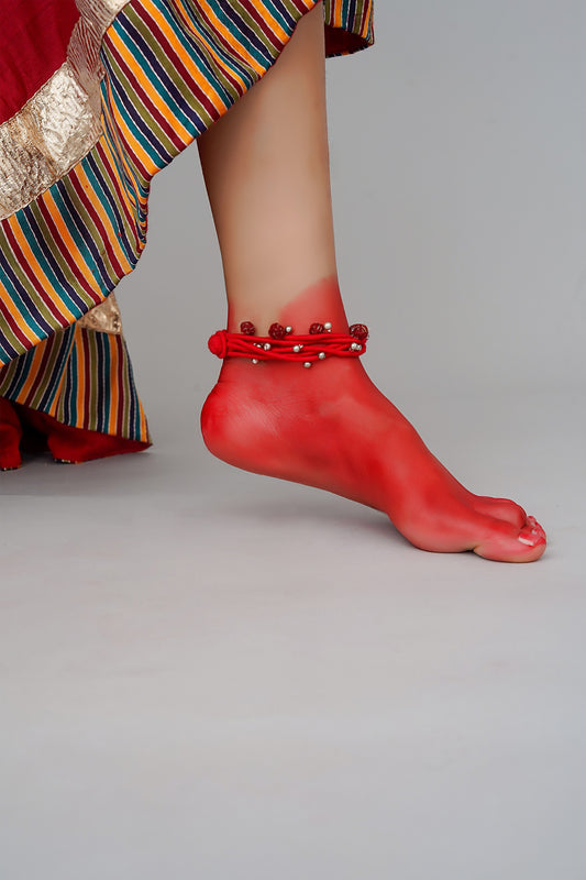 Red Multi-Layered Anklet