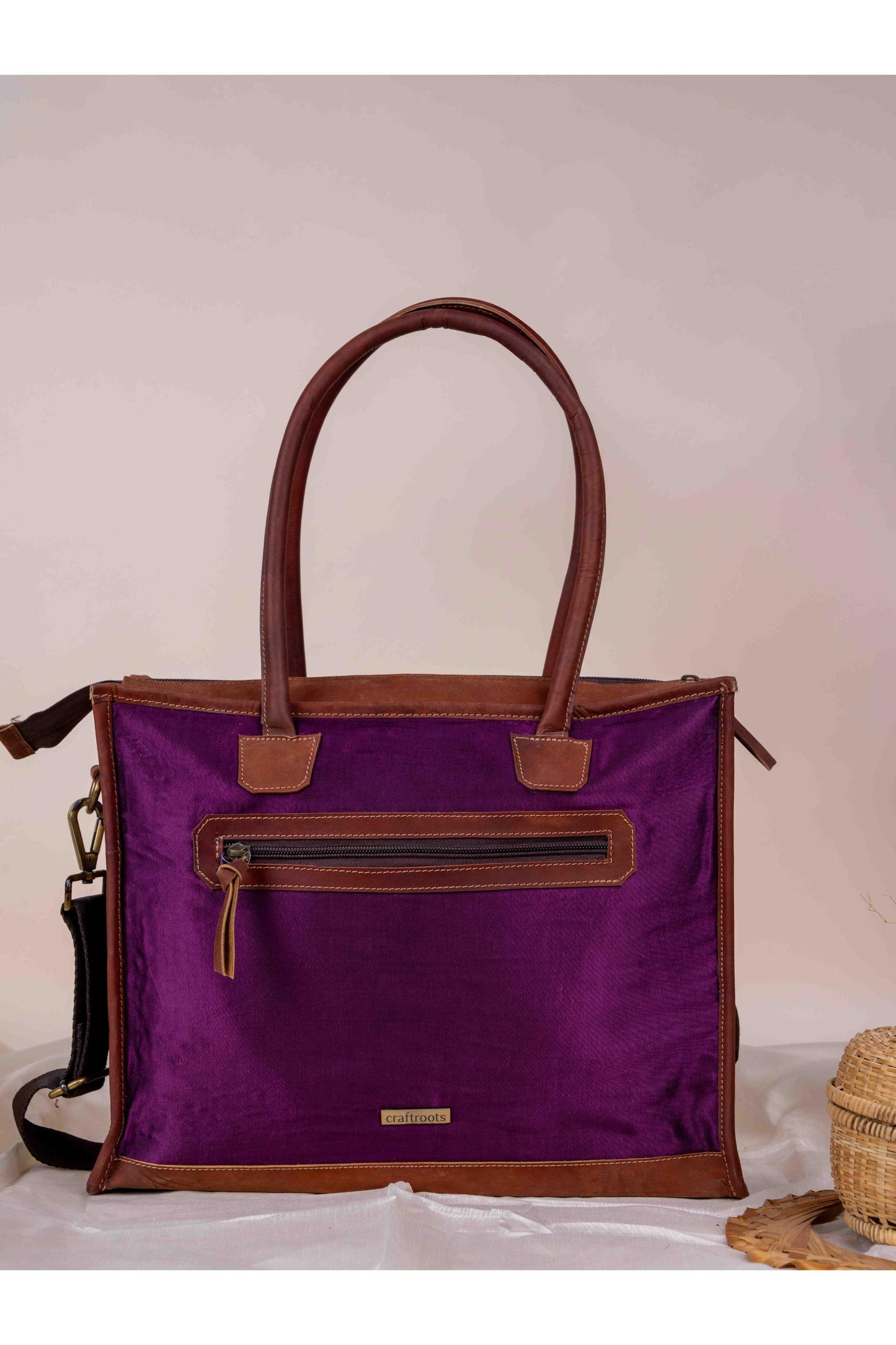 Purple Applique Tote Bag