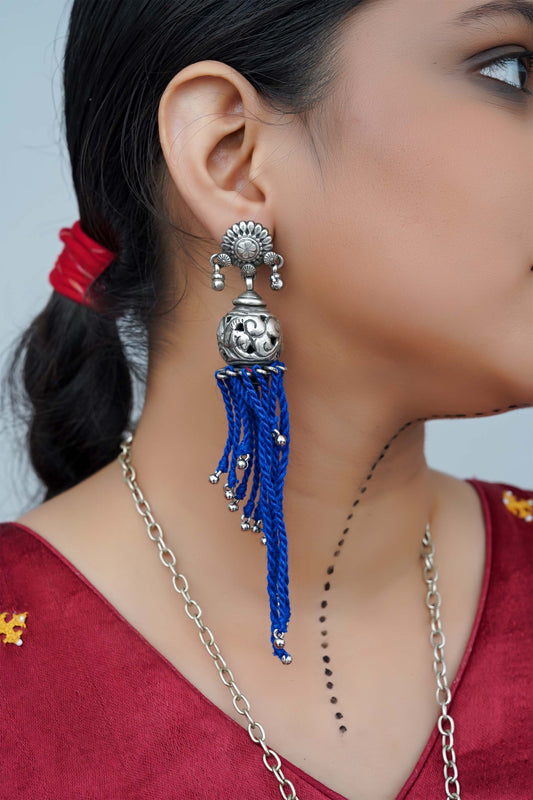Blue Twisted Thread Jhumki