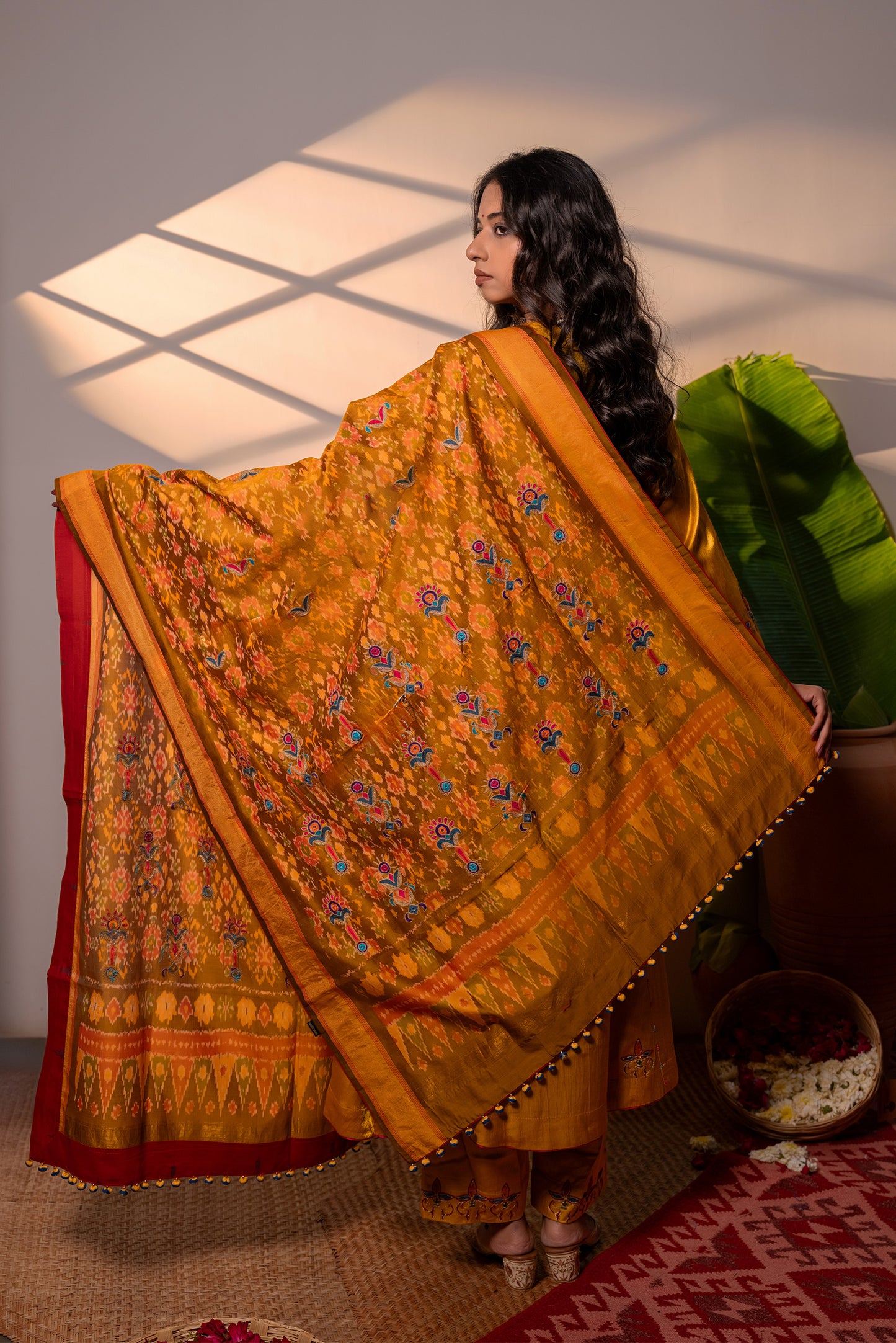 Mustard Patola Silk Dupatta – Lightweight Elegance, Heritage Artistry