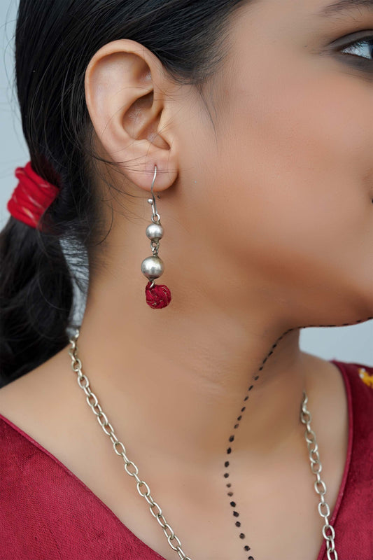 Red Oxidised Thread Ball Dangler