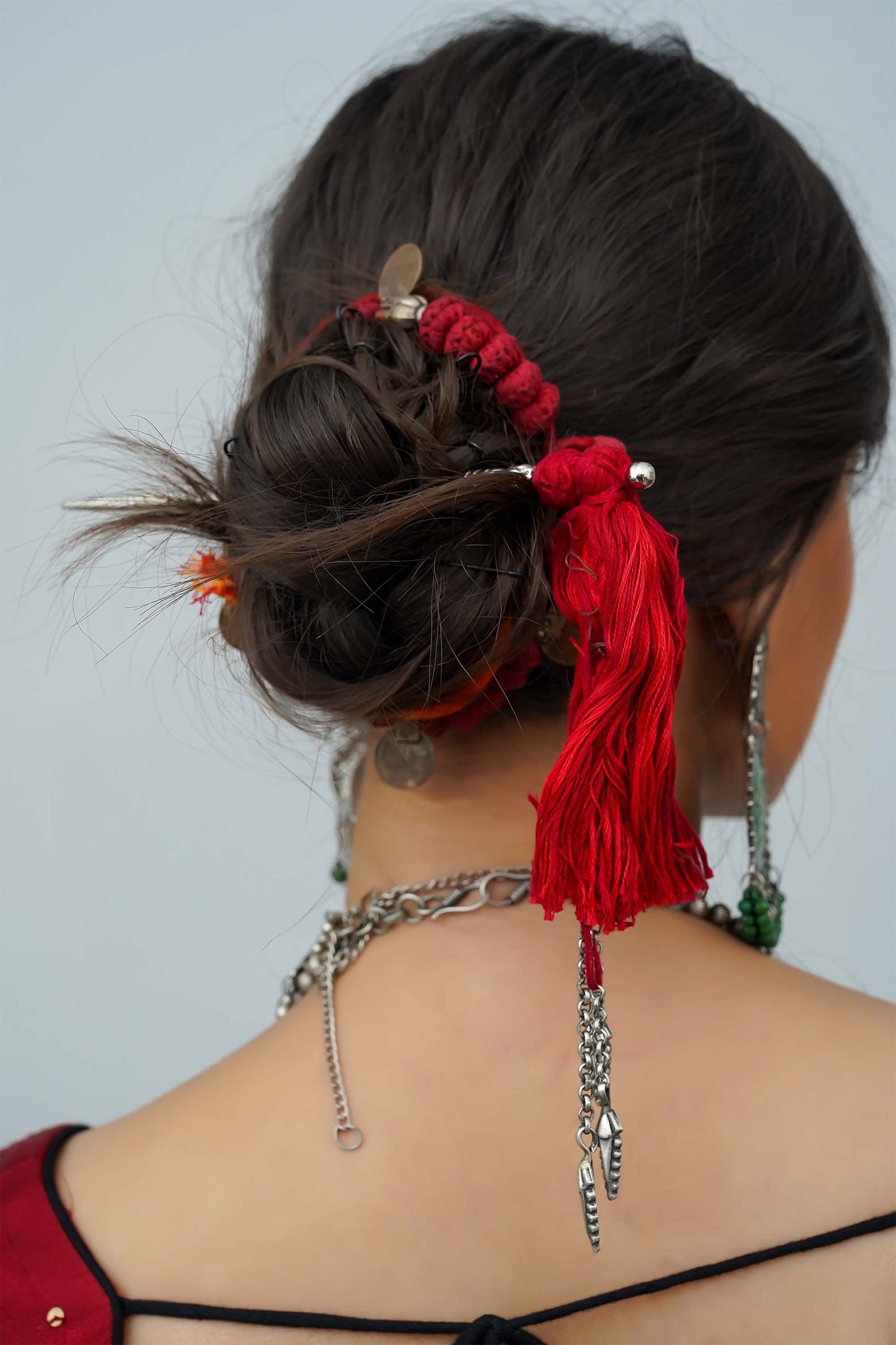 Red Tassels Hair Stick