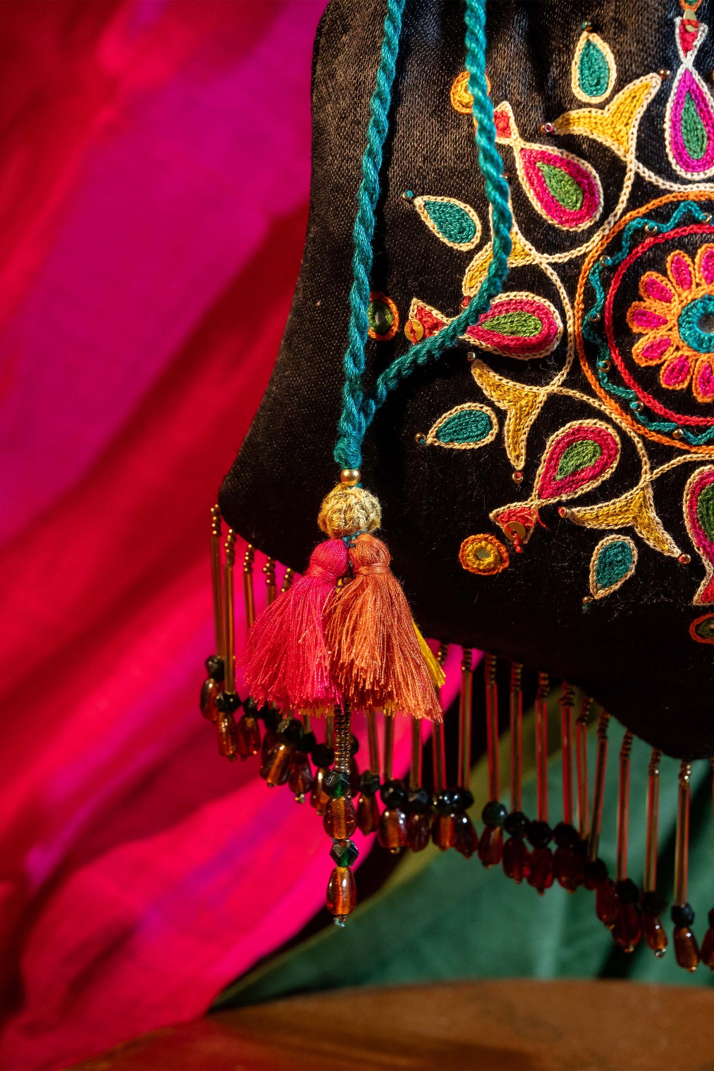 Black Kutchi Aari Pentagon Potli