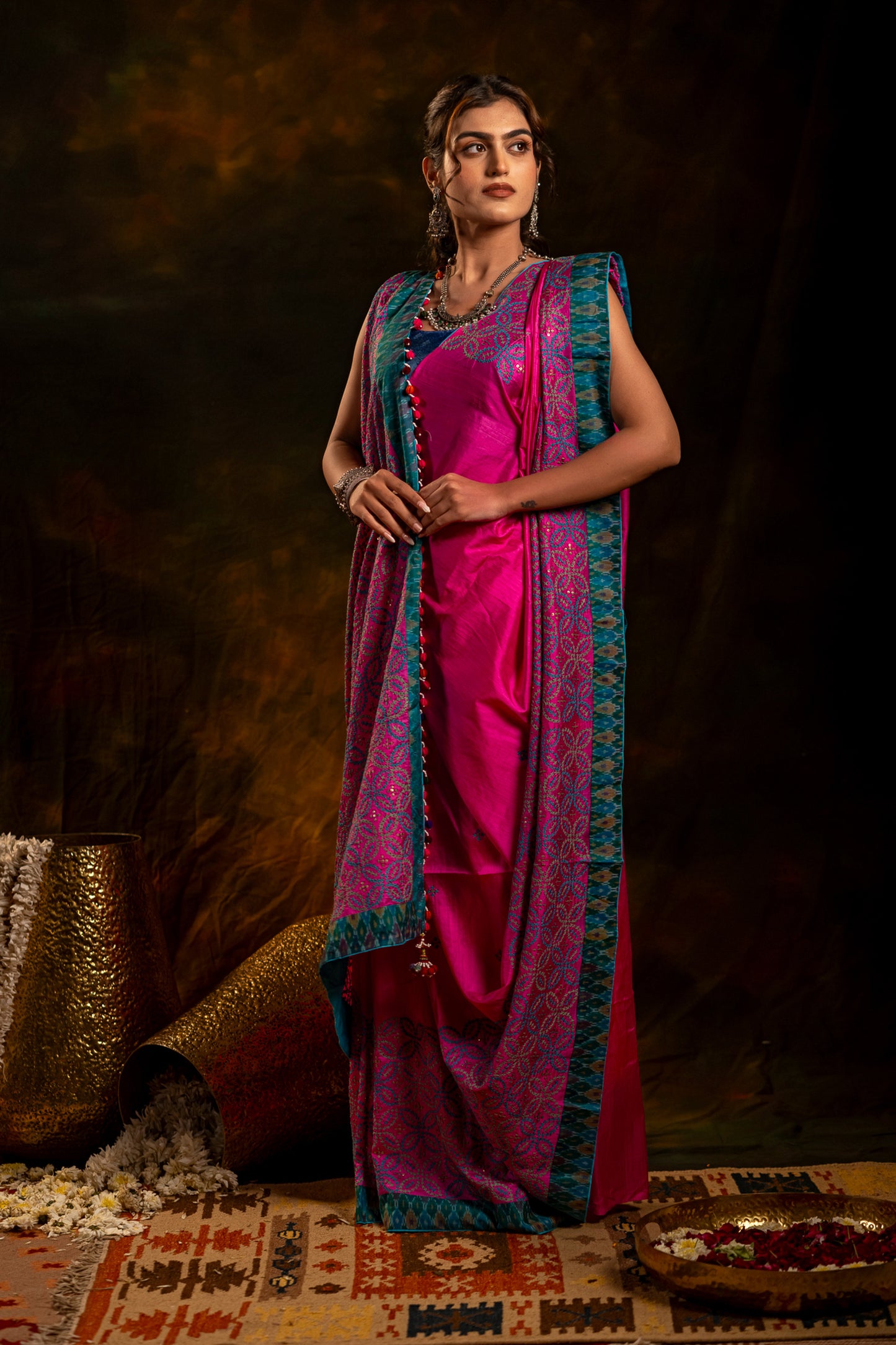 Rani Pink Satin Silk Saree – Timeless Craftsmanship & Vibrant Elegance