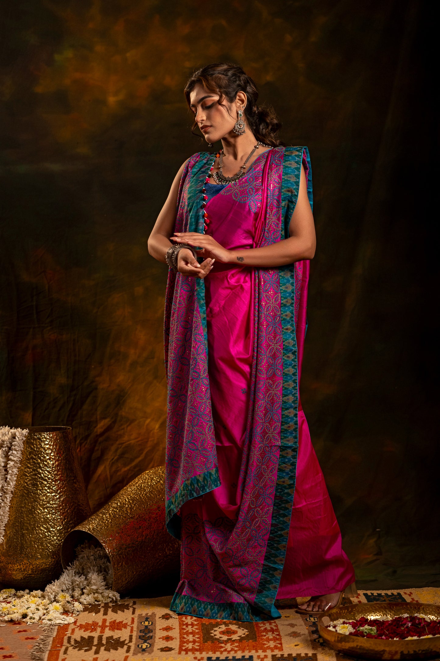 Rani Pink Satin Silk Saree – Timeless Craftsmanship & Vibrant Elegance