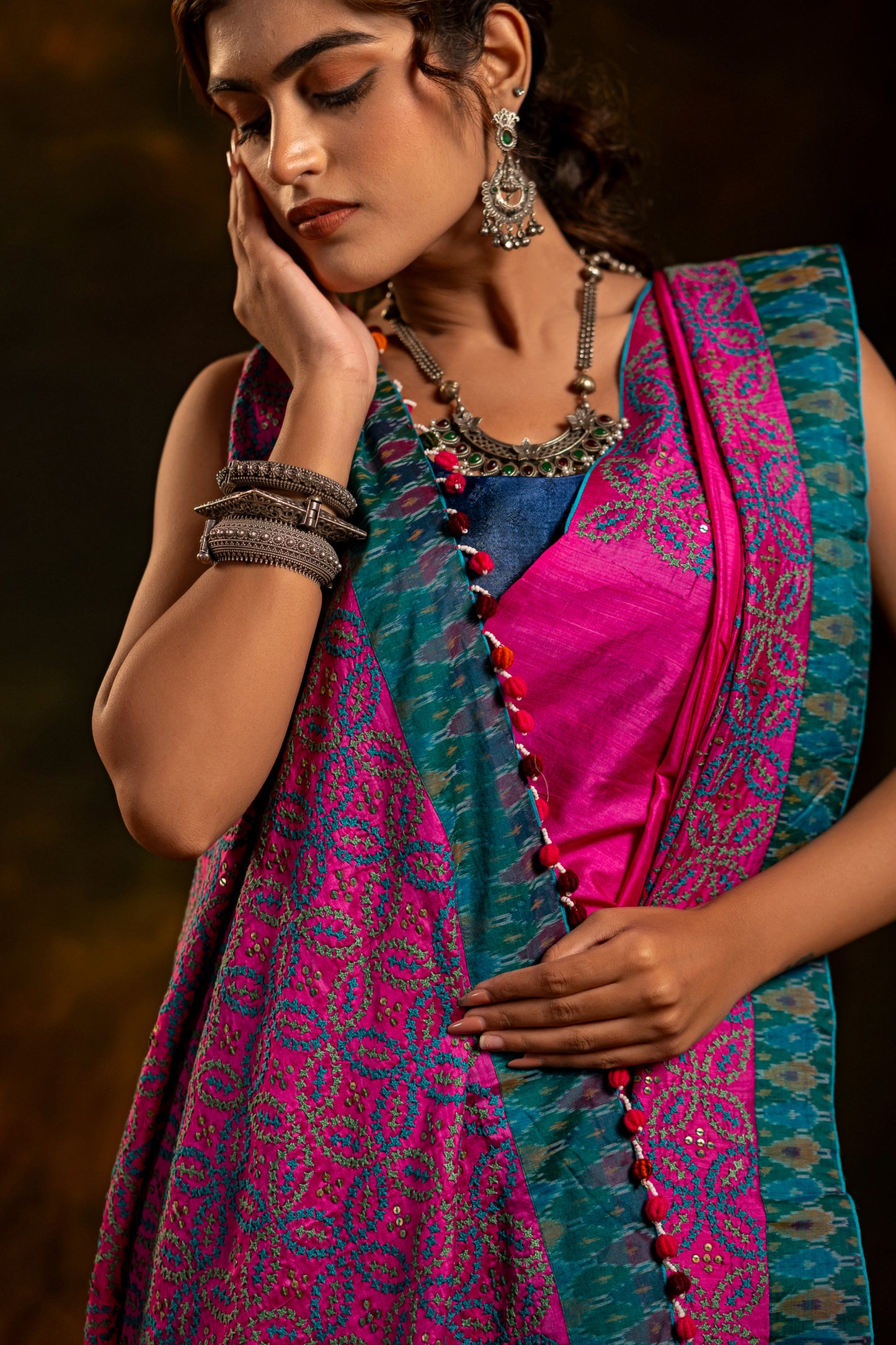 Rani Pink Satin Silk Saree – Timeless Craftsmanship & Vibrant Elegance