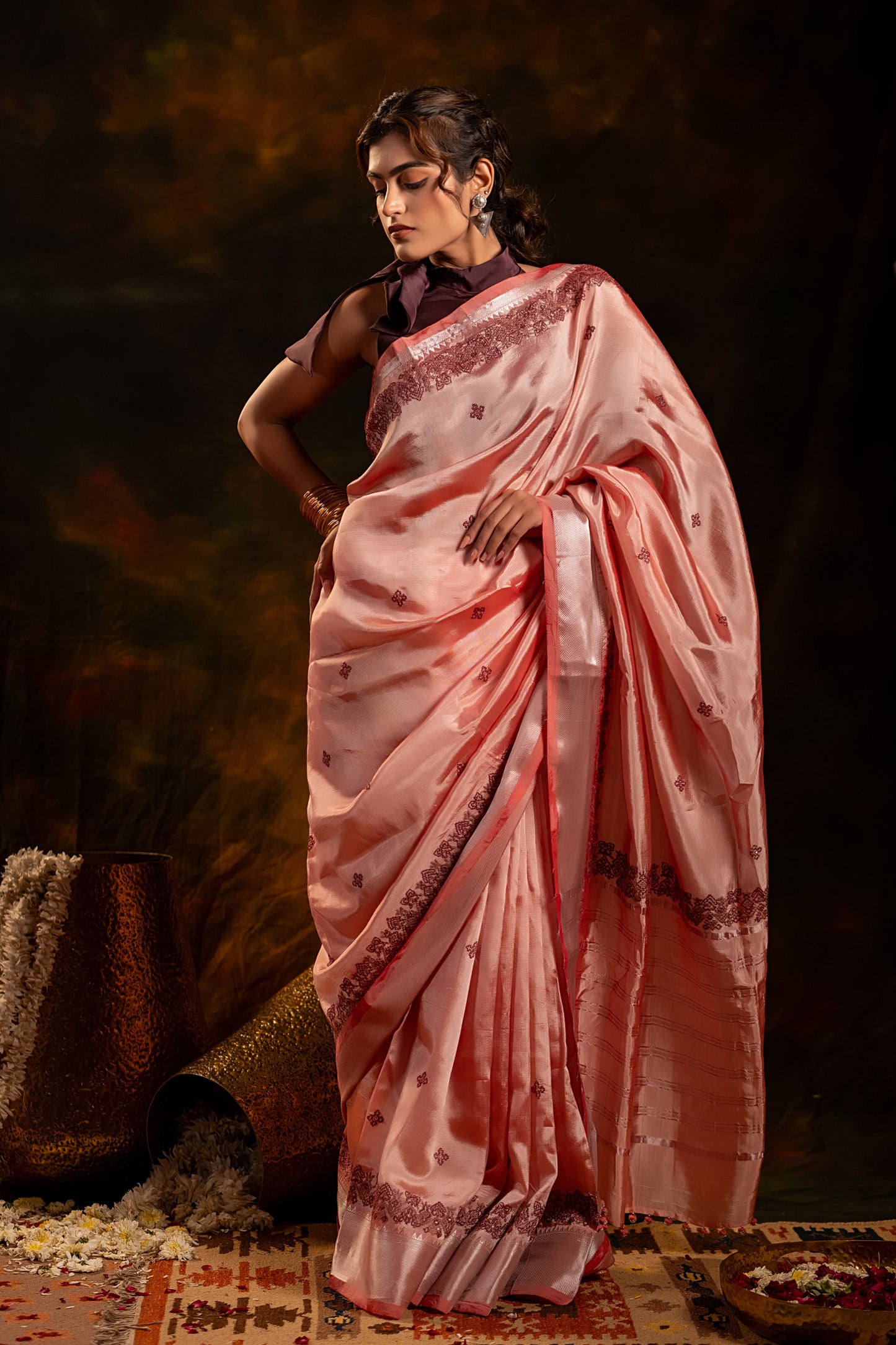 Baby Pink Tissue Saree – Lightweight Heritage Elegance