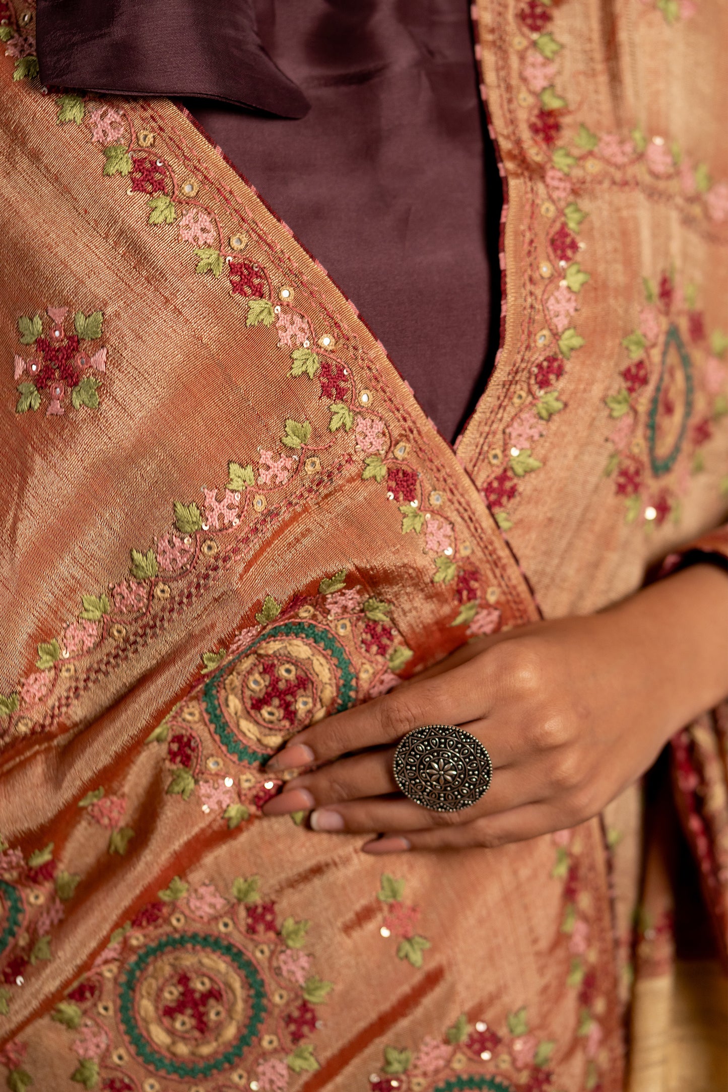 Pink Raw Silk Dupatta – Lightweight Elegance With Sadu Bharat Motifs