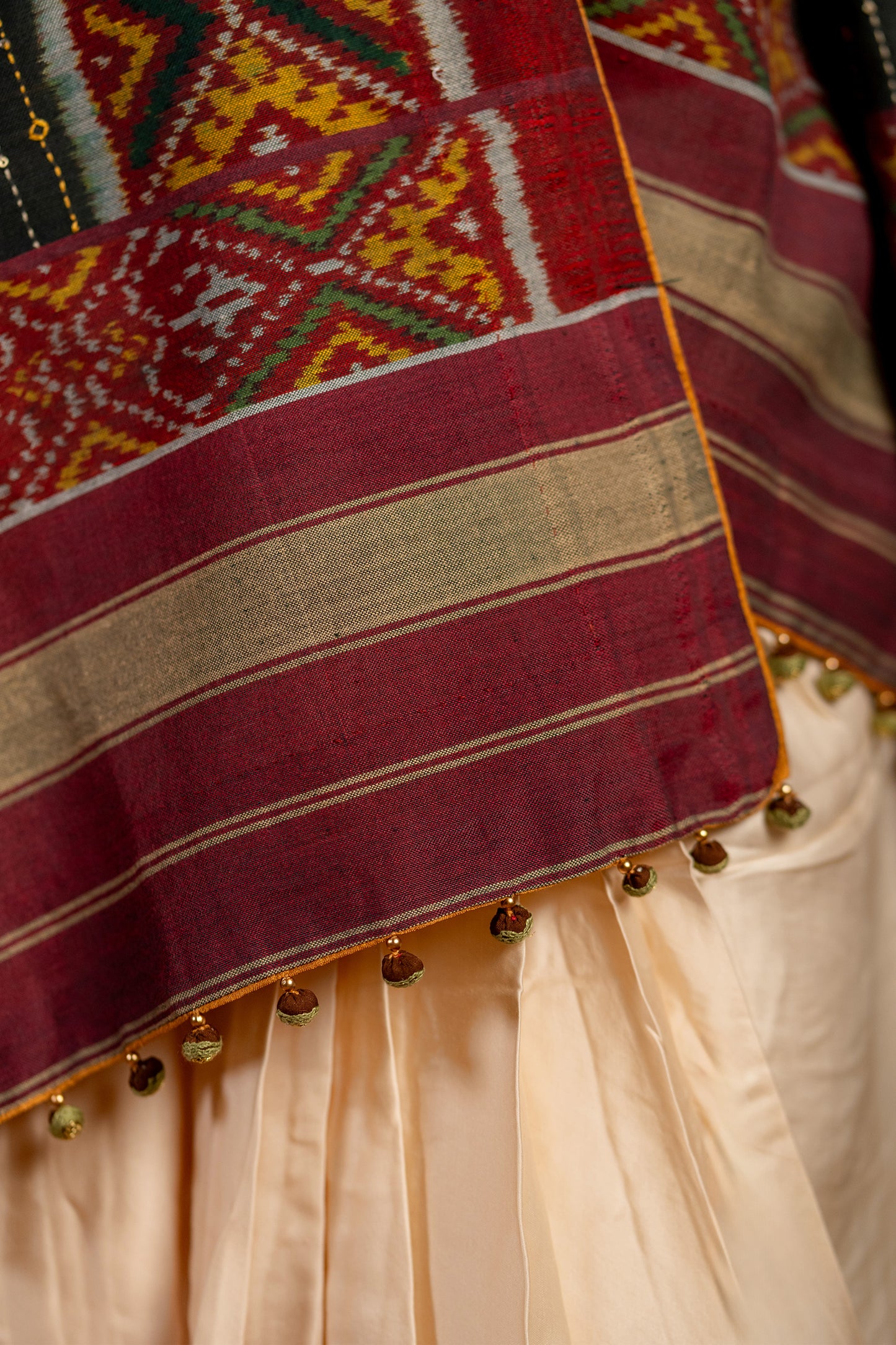Artisanal Charcoal Black Cotton Dupatta With Heritage Weaves