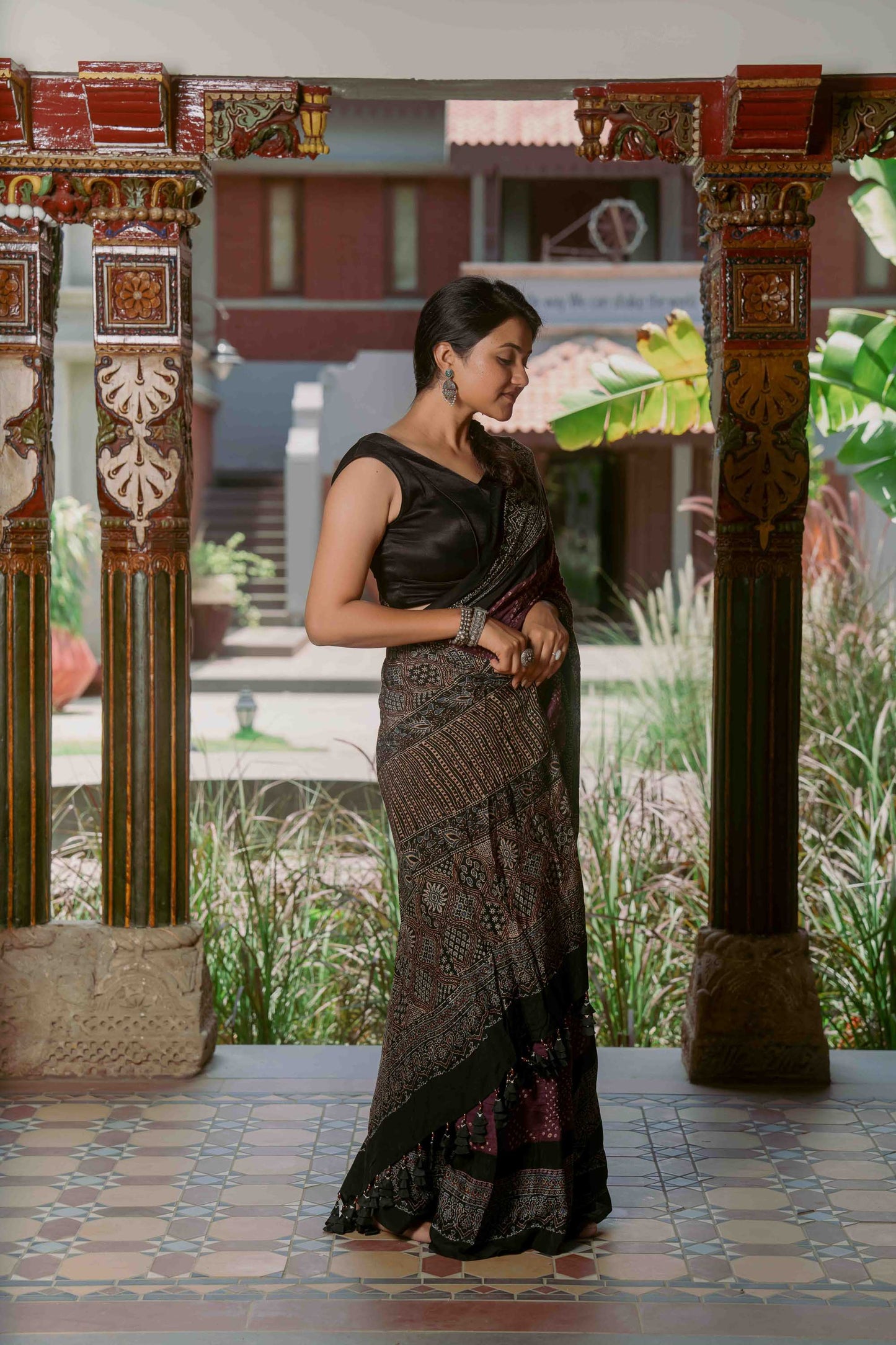 Purple Ajrakh-Bandhej Modal Saree