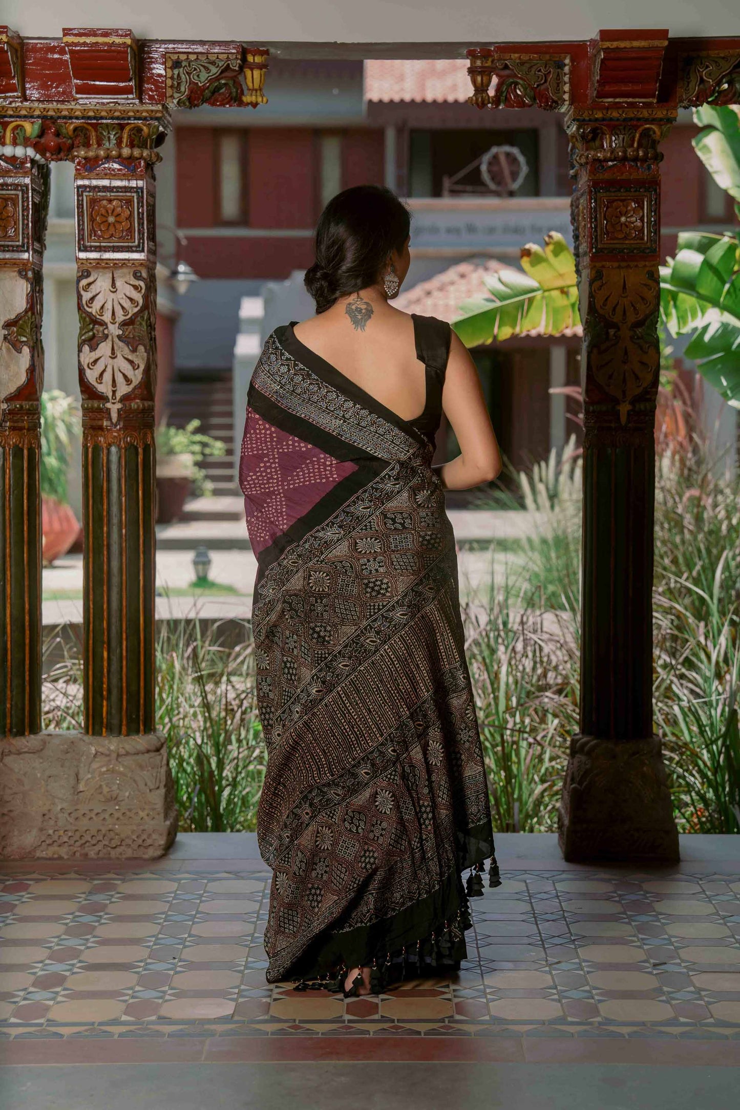 Purple Ajrakh-Bandhej Modal Saree