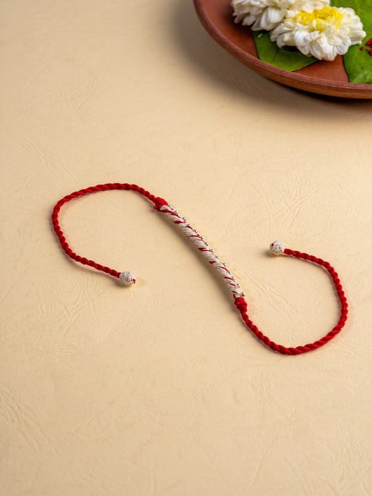 White-Pink Dainty Beads Handmade Rakhi