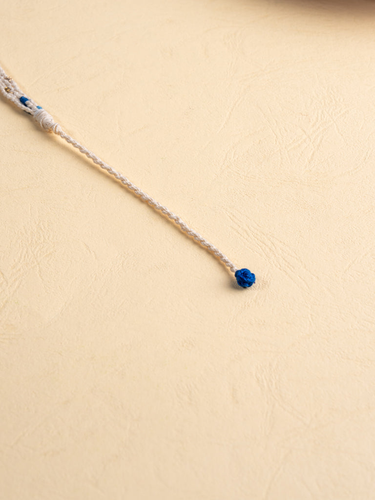 Handmade Blue-White Beads Rakhi