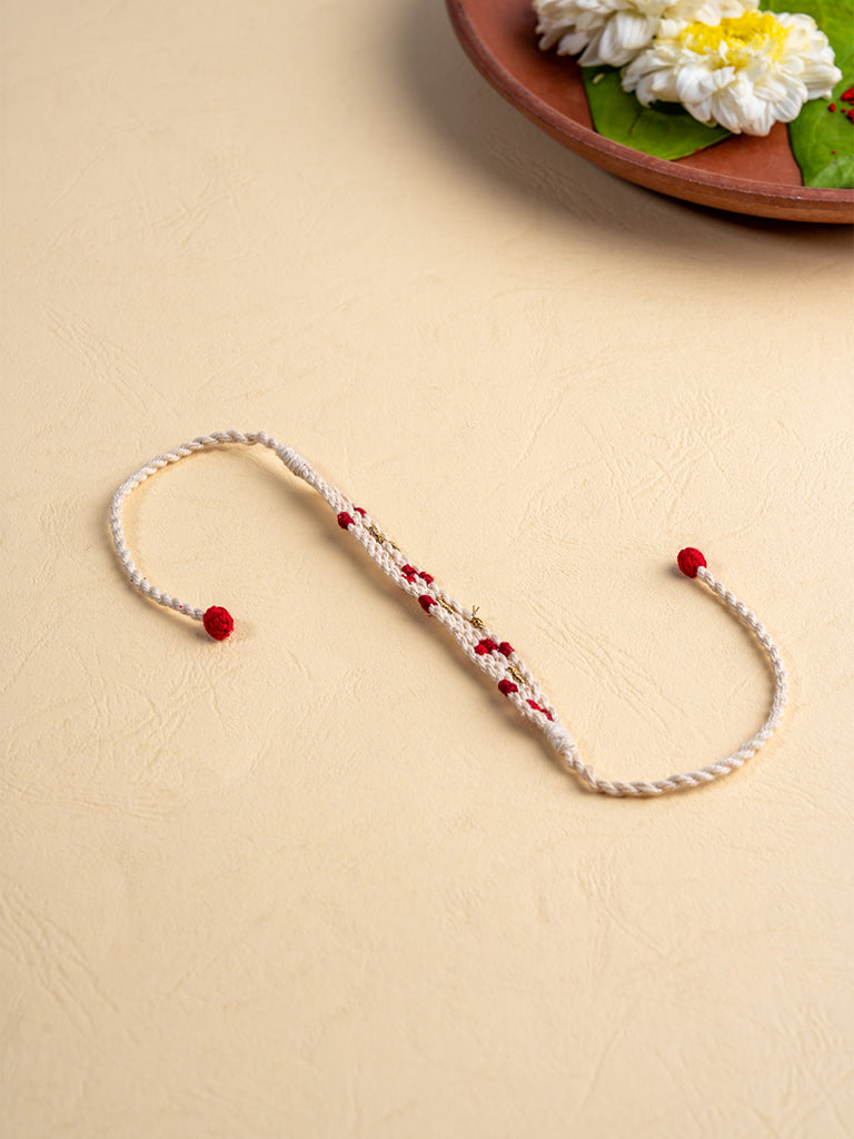 Artisanal Twisted Ties White Rakhi