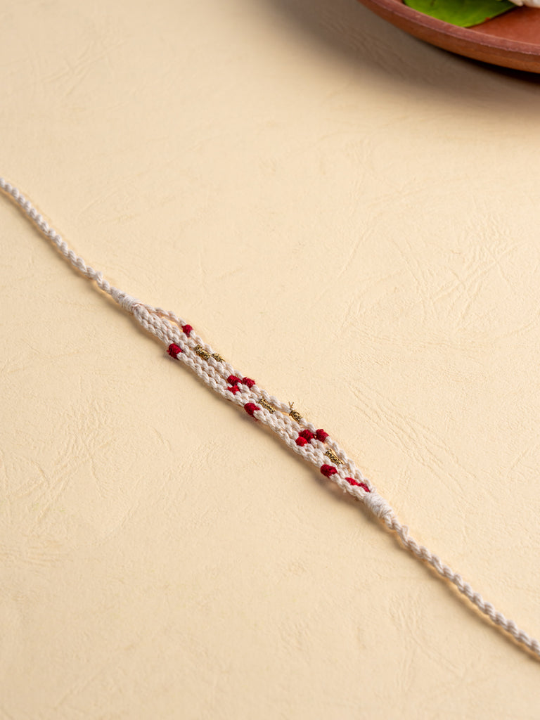 Artisanal Twisted Ties White Rakhi