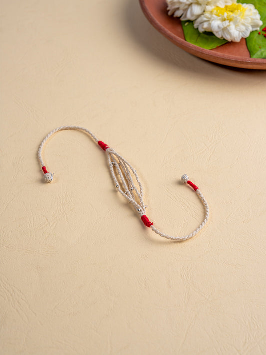 Pink-White Beaded Handmade Rakhi