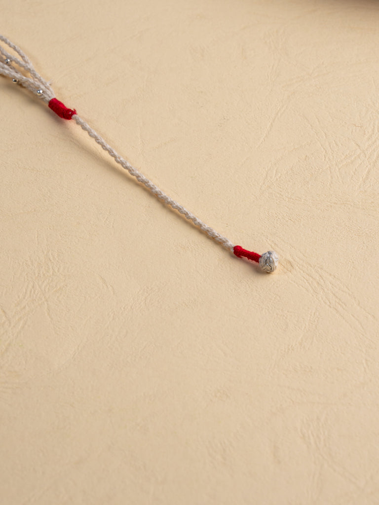 Pink-White Beaded Handmade Rakhi