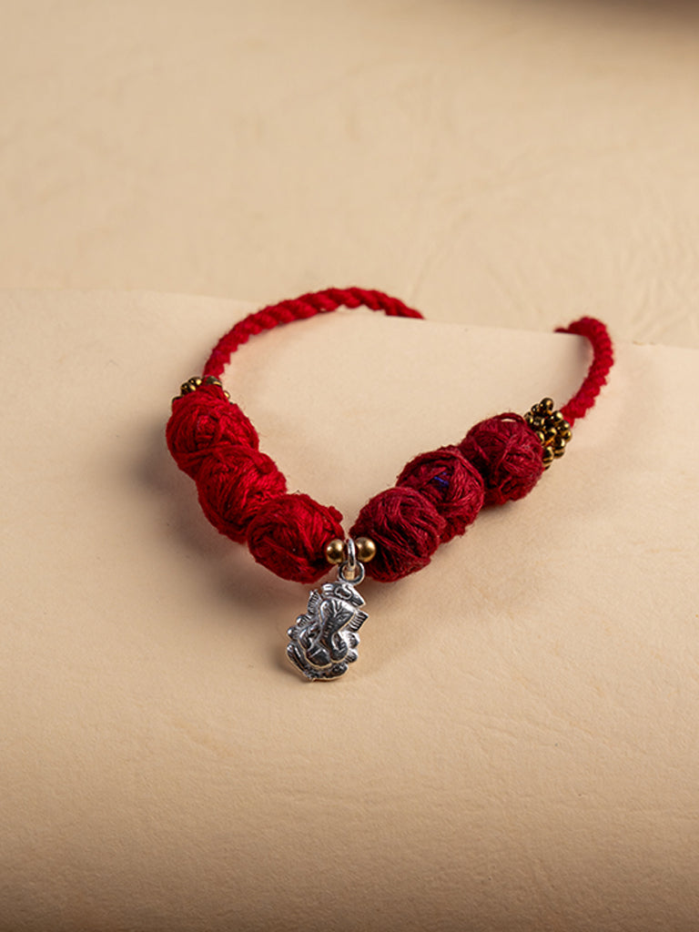 Red Artisanal Ganeshji Lumba Rakhi