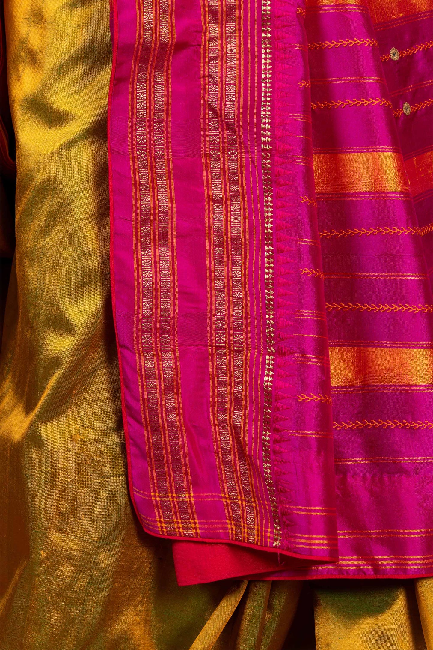 Handcrafted Multicolour Silk Saree With Intricate Rabari Embroidery