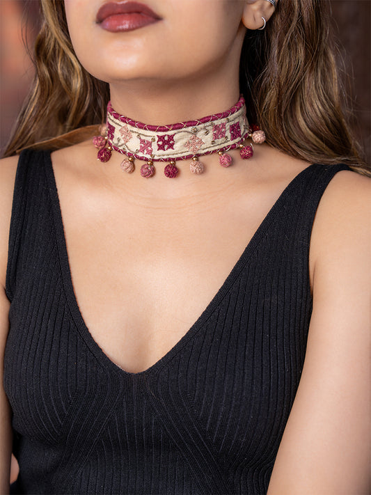 Ivory Thread Ball Rabari Choker