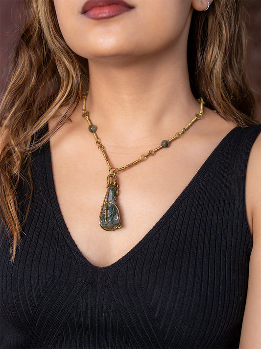 Moss Agate Crystal Pendant