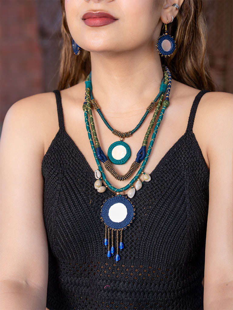 Blue Layered Necklace Set
