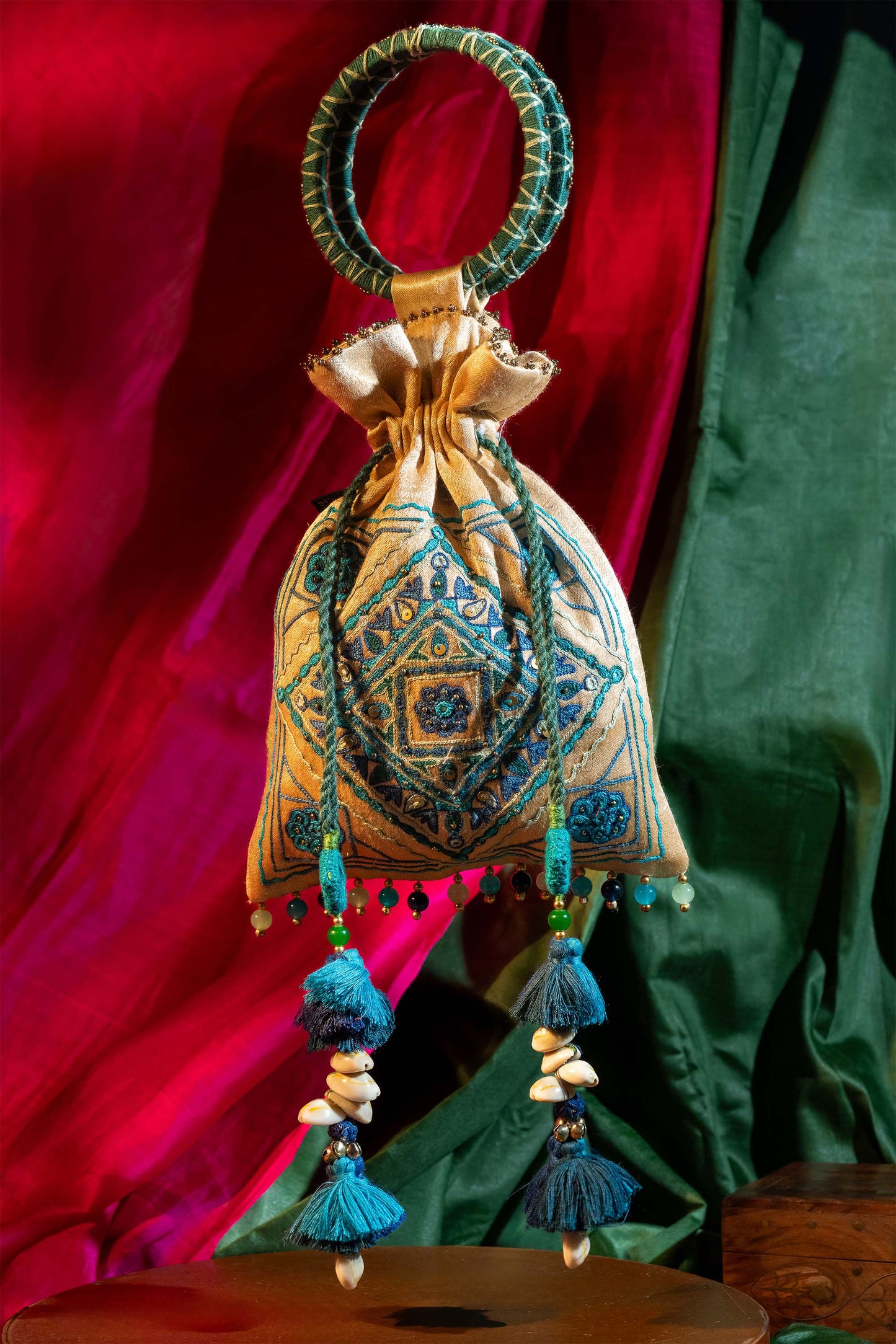 Ivory Kutchi Aahir Square Potli