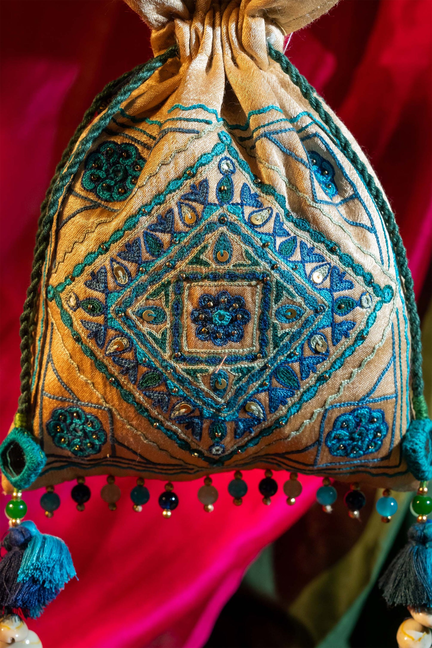 Ivory Kutchi Aahir Square Potli