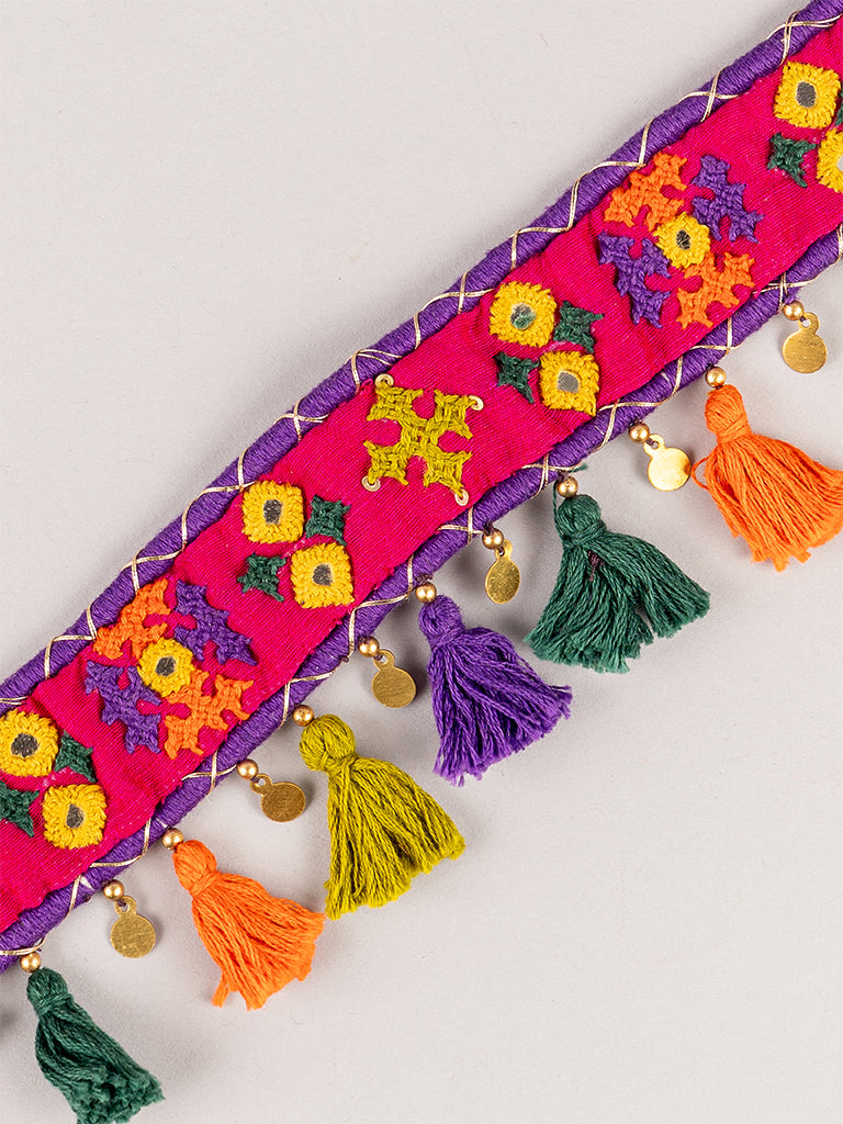 Pink Rabari Choker With Tassels