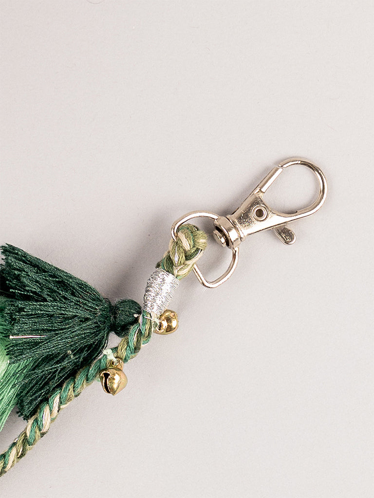 Green Round Mirror Tassel Keychain