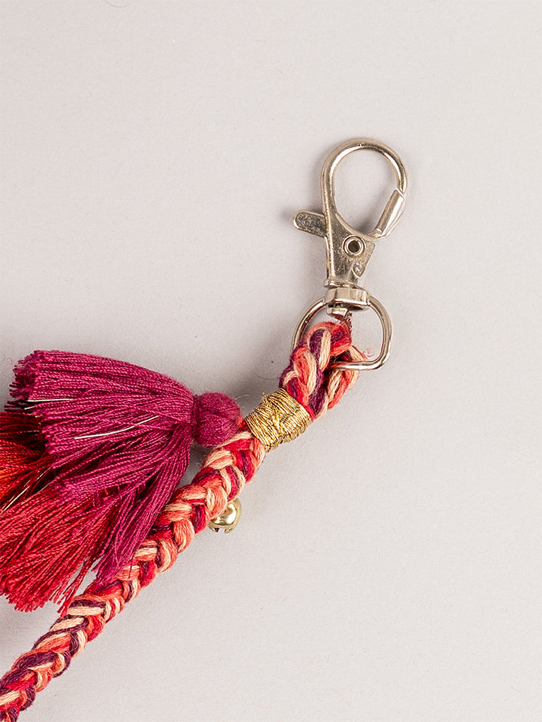 Multi Traditional Round Mirror Tassel Keychain