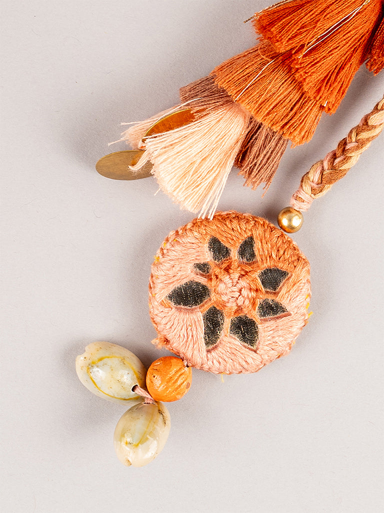 Rust Round Mirror Tassel Keychain