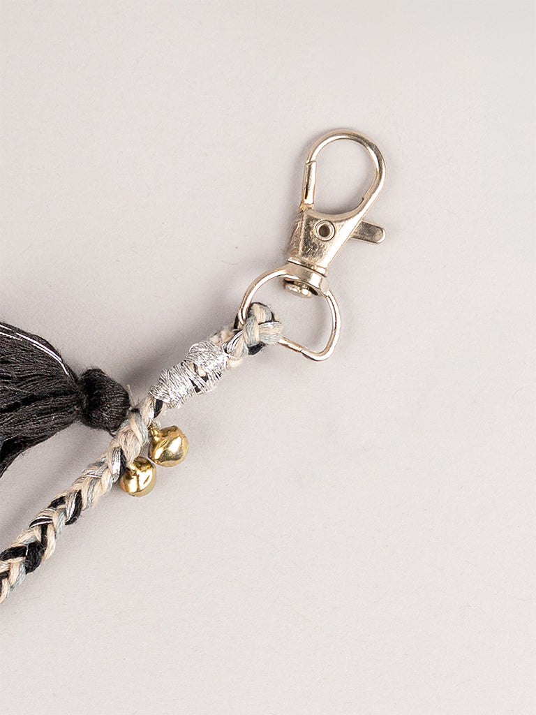 Black Square Mirror Tassel Keychain