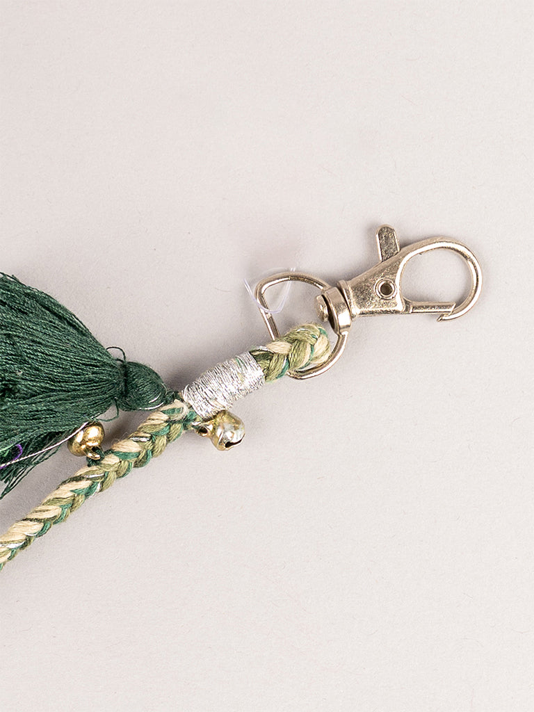 Green Square Mirror Tassels Keychain