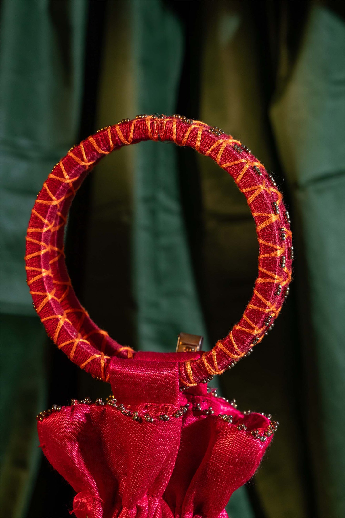 Pink Kutchi Aahir Squre Potli