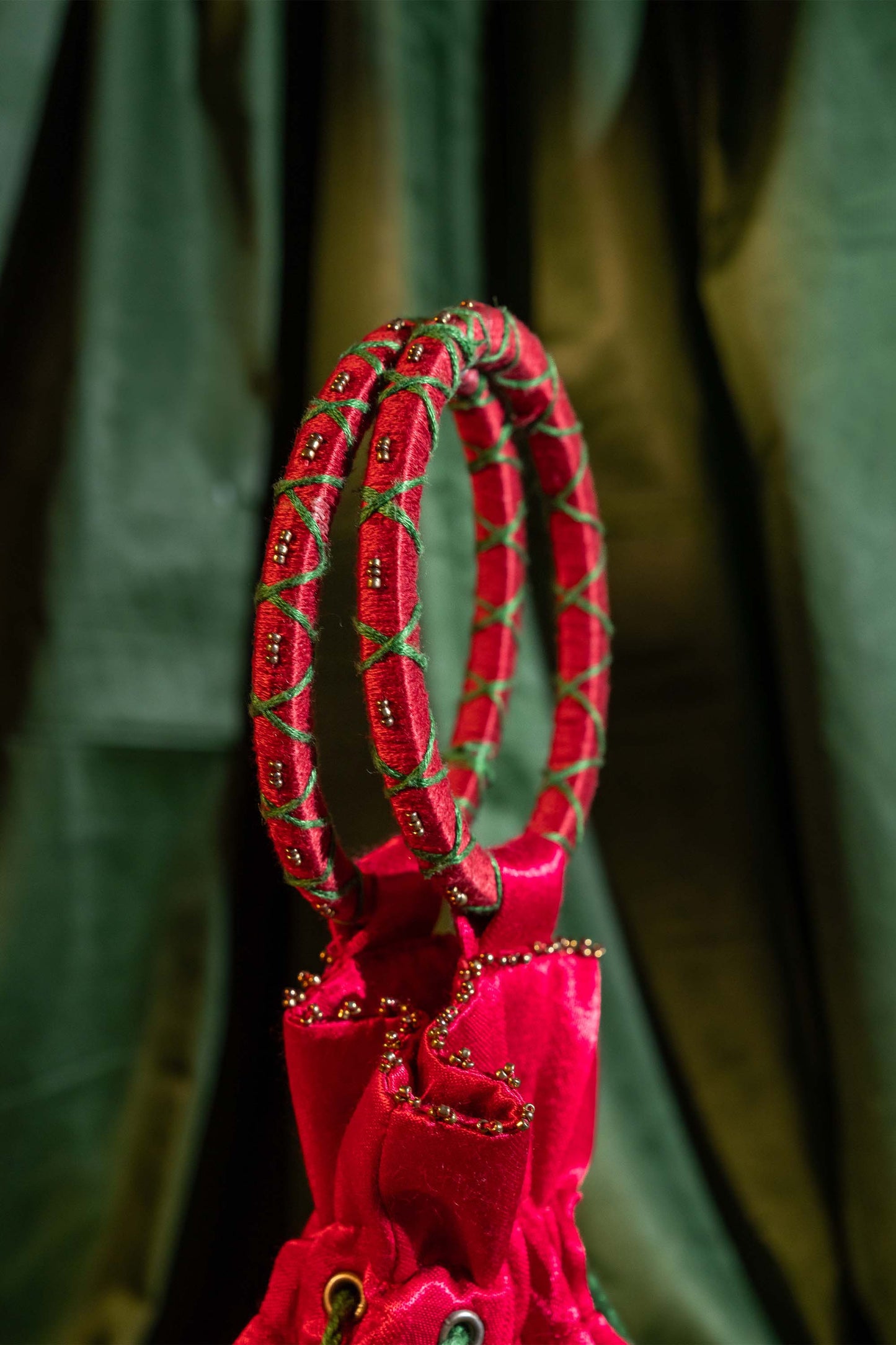 Pink Kutchi Aari Pentagon Potli