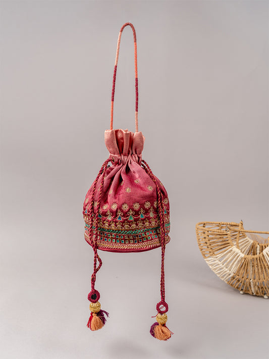 Pink Banjara Ombray Potli Bag
