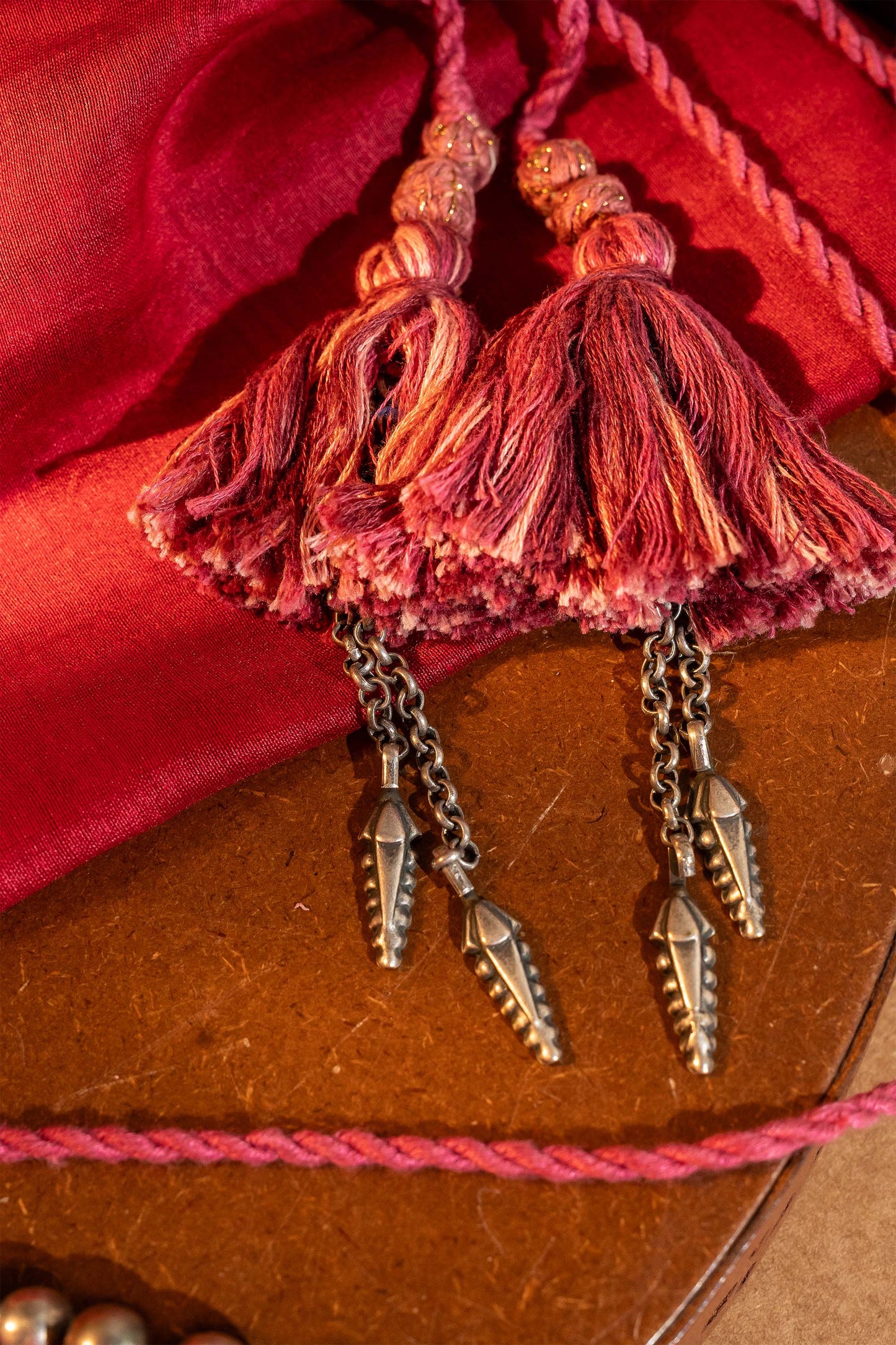 Peach Thread Ball Leaf Choker