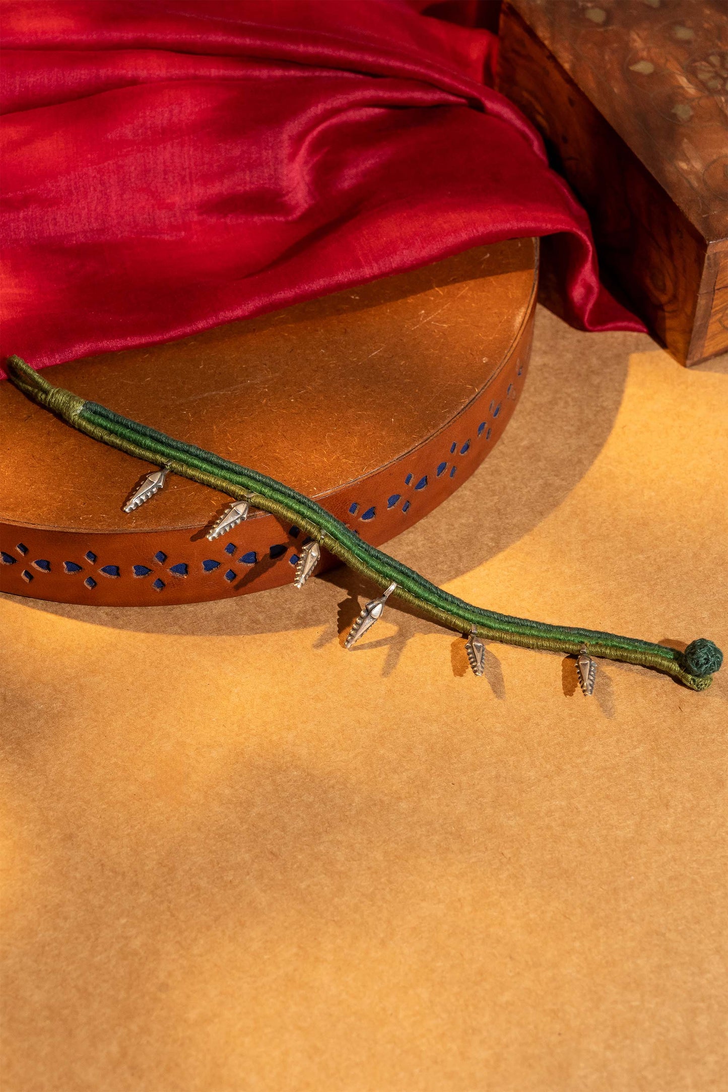 Green Oxidised Leaf Anklet