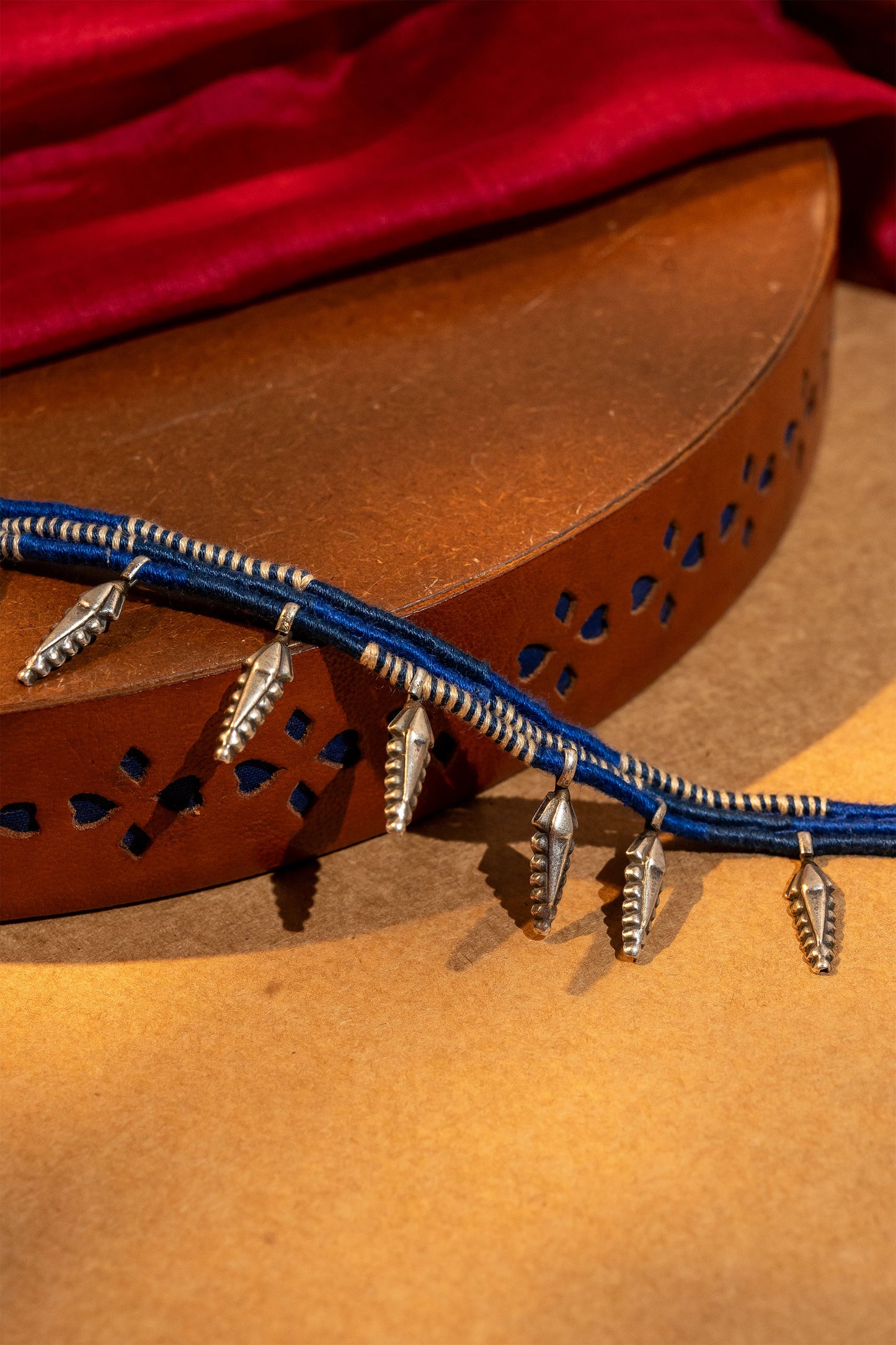 Blue Oxidised Leaf Anklet