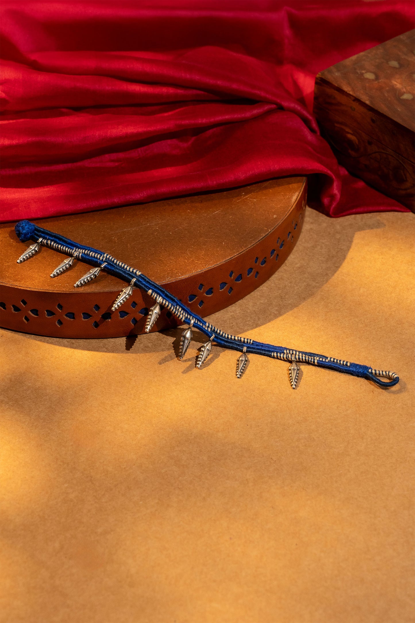 Blue Oxidised Leaf Anklet
