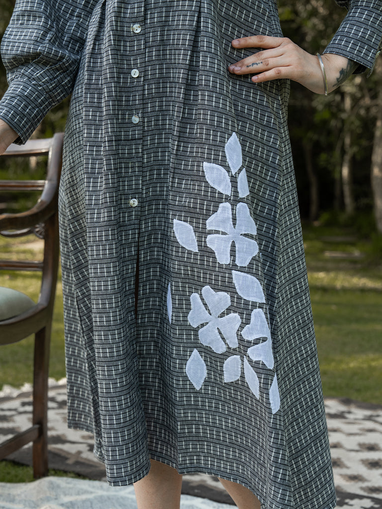 Front Open Shirt Dress - Grey