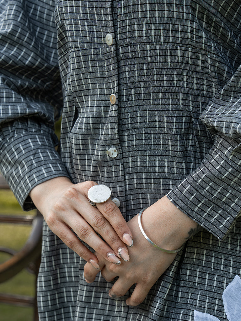 Front Open Shirt Dress - Grey