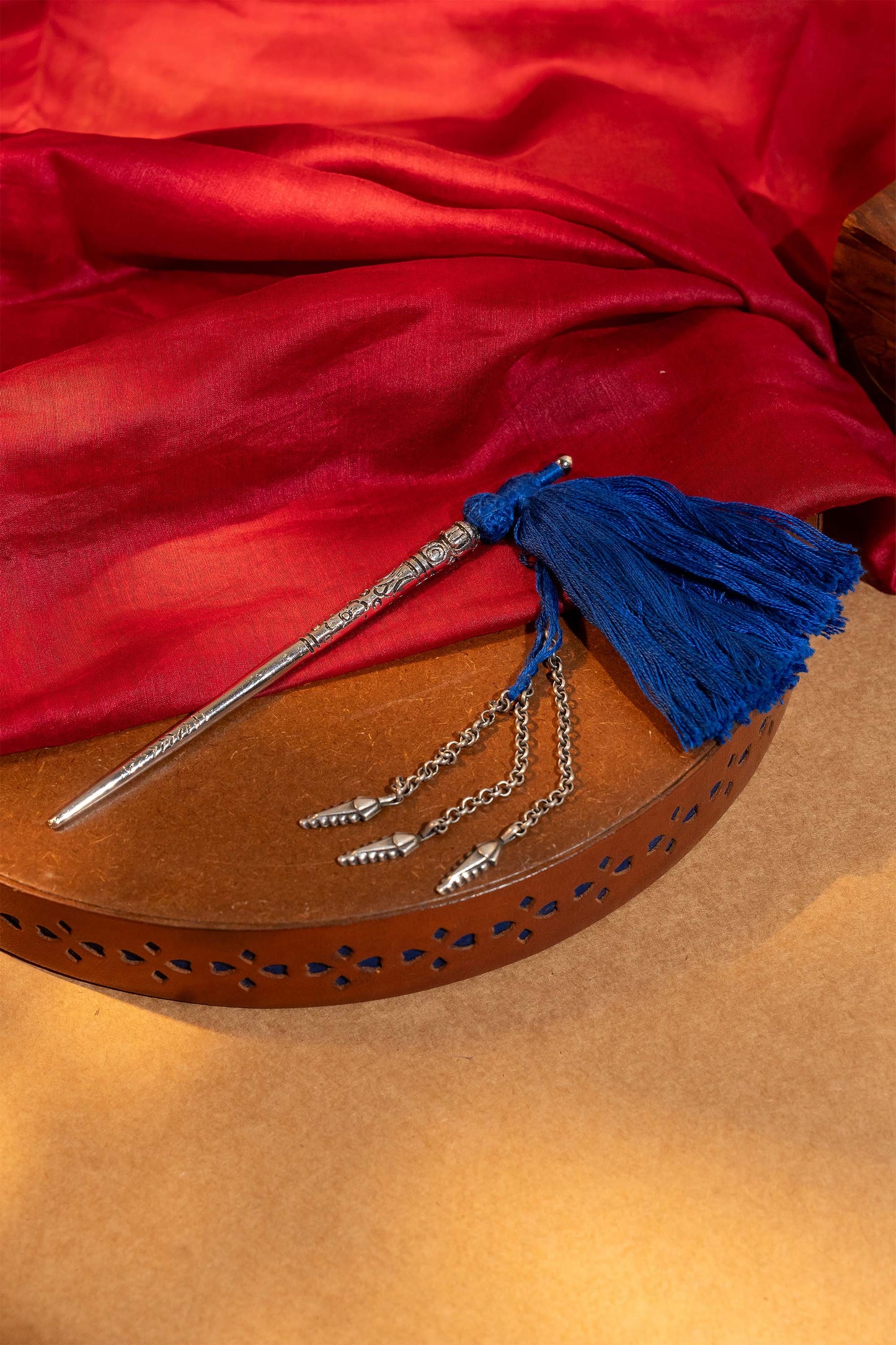 Blue Tassels Hair Stick