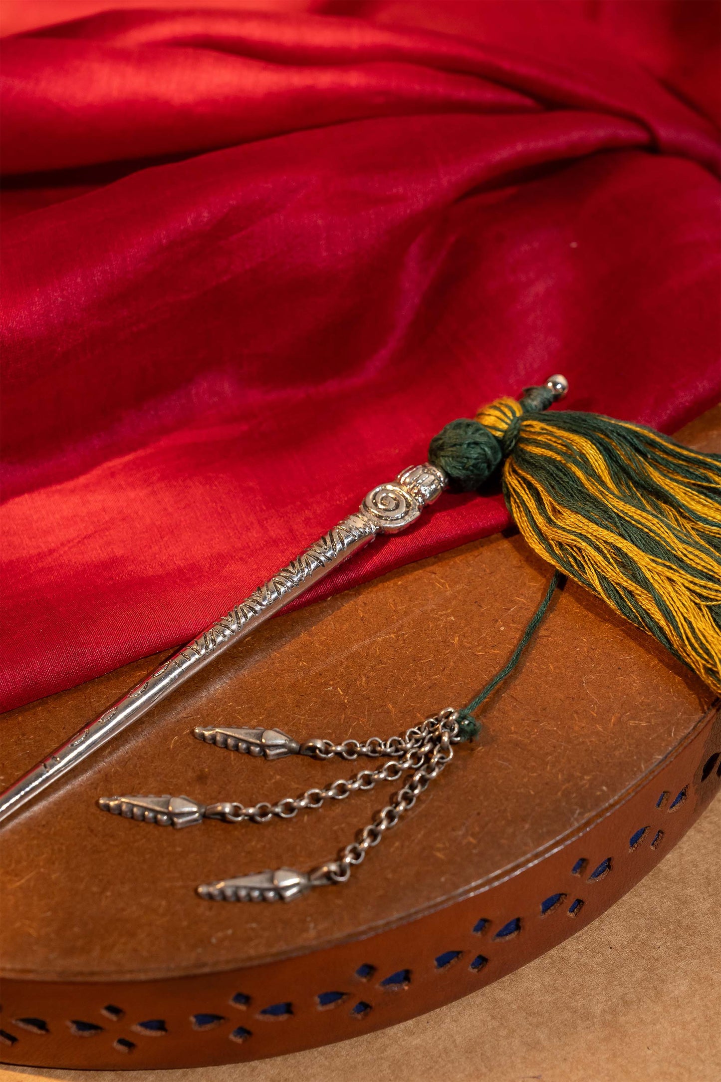 Green Tassels Hair Stick