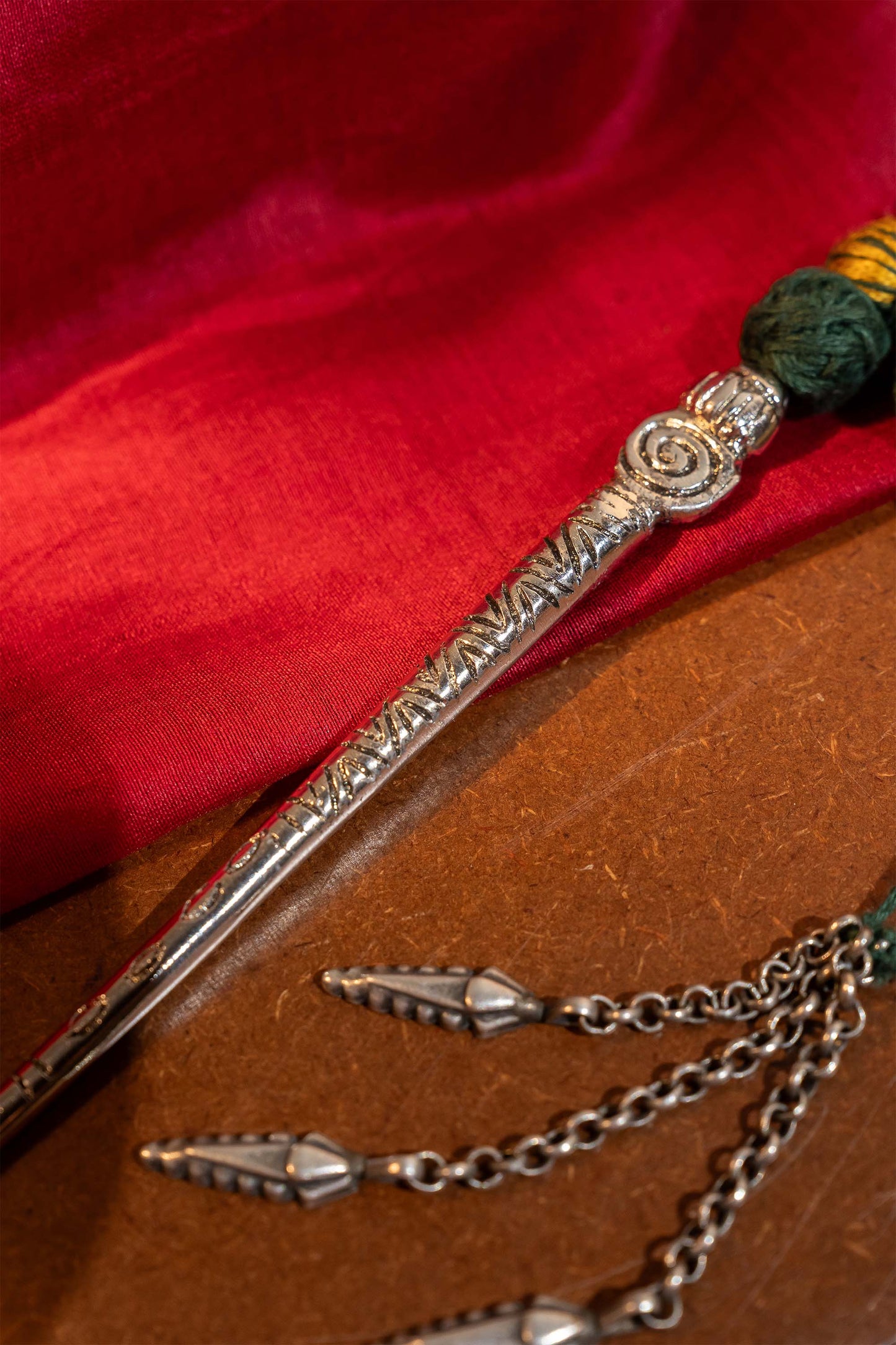 Green Tassels Hair Stick