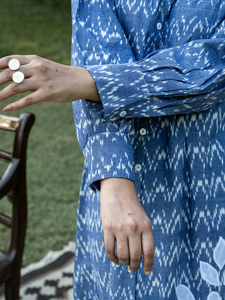 Front Open Shirt Dress - Blue
