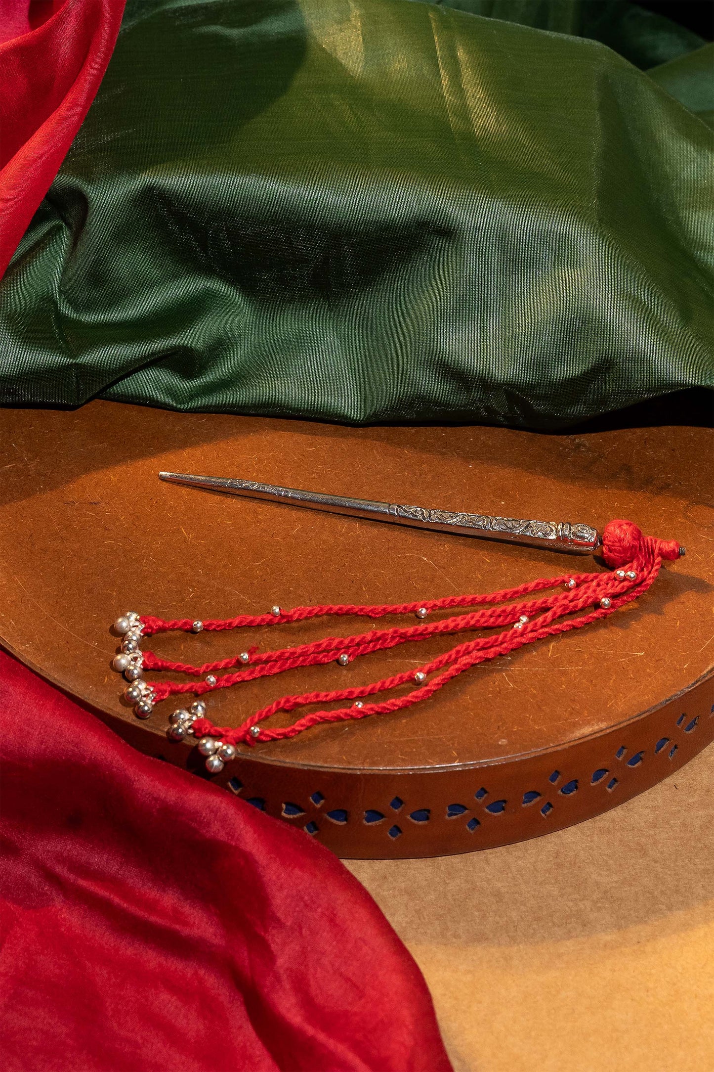 Red String Hair Stick