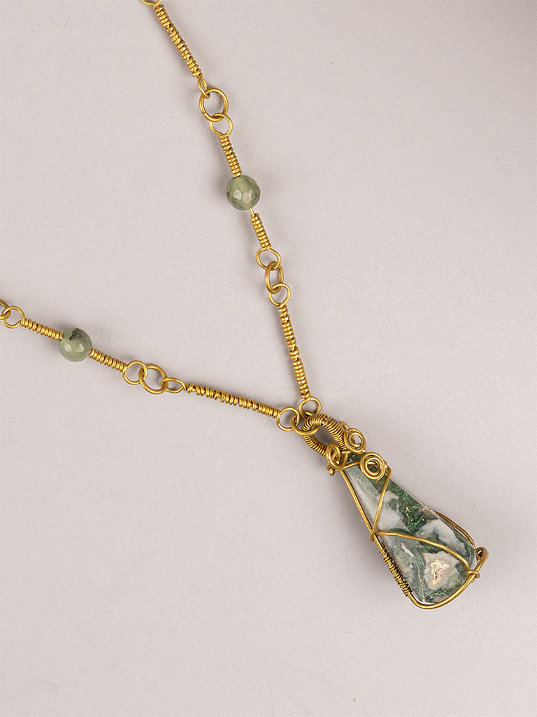 Moss Agate Crystal Pendant