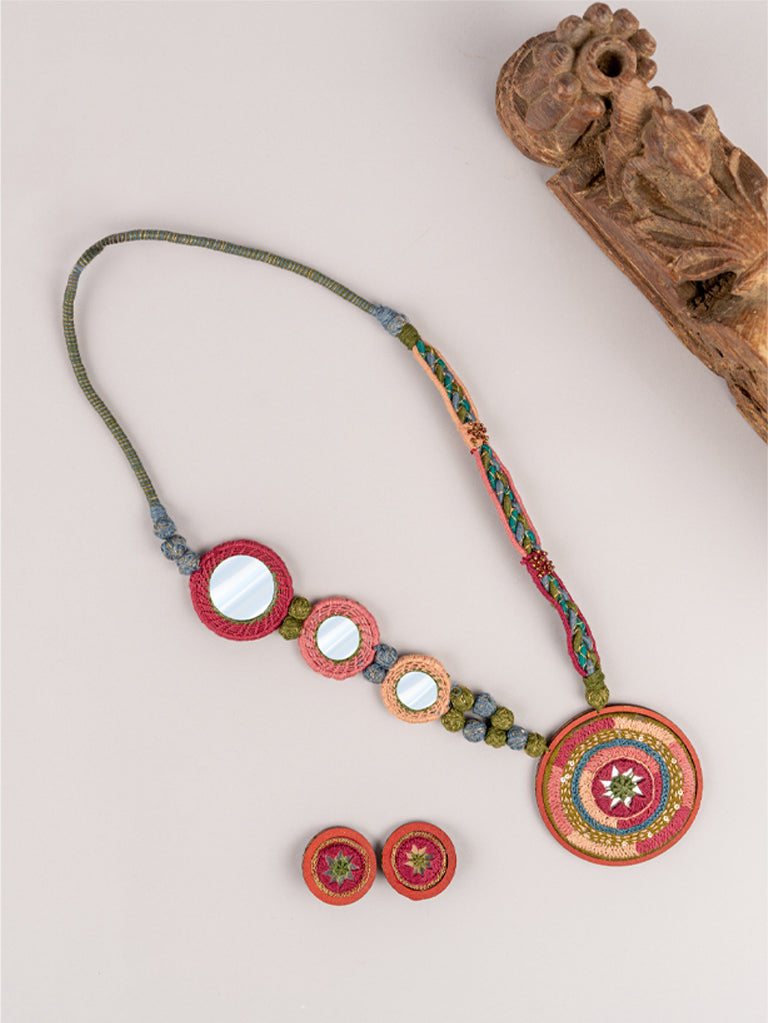 Multi-colour Mandala Necklace Set